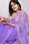 LATEST ORGANZA MULTI THREAD WORK SILVER TONE ZARI WORK AND LACE BORDER WORK SAREE WITH UNSTITCHED BLOUSE FESTIVE WEAR WHOLESALE PRICE ETHNIC GARMENT (10)