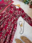 LATEST ROMAN SILK MILL PRINT FOIL WORK GOWN WITH DUPATTA FESTIVE WEAR WHOLESALE PRICE ETHNIC GARMENT (5)