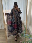 LATEST ROMAN SILK MILL PRINT FOIL WORK GOWN WITH DUPATTA FESTIVE WEAR WHOLESALE PRICE ETHNIC GARMENT (16)