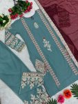 LATEST TABBY ORGANZA CHAIN STITCH WORK AND FANCY HAND WORK TOP PALAZZO WITH DUPATTA FESTIVE WEAR WHOLESALE PRICE ETHNIC GARMENT (4)