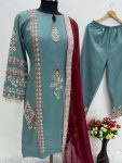 LATEST TABBY ORGANZA CHAIN STITCH WORK AND FANCY HAND WORK TOP PALAZZO WITH DUPATTA FESTIVE WEAR WHOLESALE PRICE ETHNIC GARMENT (4)
