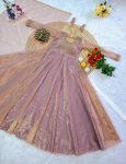 LATEST TWILL NET TISSUE SILK CUTDANA HAND WORK GOWN WITH DUPATTA FESTIVE WEAR WHOLESALE PRICE ETHNIC GARMENT (8)