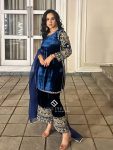 LATEST VELVET SEQUENCE EMBROIDERY WORK TOP PALAZZO WITH DUPATTA FESTIVE WEAR WHOLESALE PRICE ETHNIC GARMNET (2)