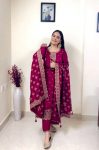 LATEST VICHITRA SILK EMBROIDERY SEQUENCE WORK TOP BOTTOM WITH DUPATTA FESTIVE WEAR WHOLESALE PRICE ETHNIC GARMENT (2)
