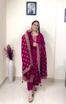 LATEST VICHITRA SILK EMBROIDERY SEQUENCE WORK TOP BOTTOM WITH DUPATTA FESTIVE WEAR WHOLESALE PRICE ETHNIC GARMENT (2)