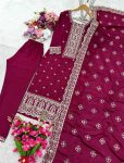 LATEST VICHITRA SILK EMBROIDERY SEQUENCE WORK TOP BOTTOM WITH DUPATTA FESTIVE WEAR WHOLESALE PRICE ETHNIC GARMENT (2)