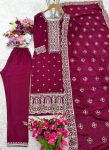 LATEST VICHITRA SILK EMBROIDERY SEQUENCE WORK TOP BOTTOM WITH DUPATTA FESTIVE WEAR WHOLESALE PRICE ETHNIC GARMENT (2)