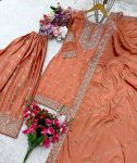 LATEST VICHITRA SILK EMBROIDERY SEQUENCE WORK TOP PALAZZO WITH DUPATTA FESTIVE WEAR WHOLESALE PRICE ETHNIC GARMENT (2)