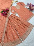 LATEST VICHITRA SILK EMBROIDERY SEQUENCE WORK TOP PALAZZO WITH DUPATTA FESTIVE WEAR WHOLESALE PRICE ETHNIC GARMENT (2)