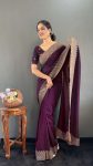LATEST VICHITRA SILK ZARI WITH STONE AND CUT WORK BORDER READY TO WEAR SAREE WITH UNSTITCHED BLOUSE FESTIVE WEAR WHOLESALE PRICE ETHNIC GARMENT (18)
