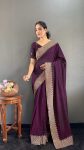 LATEST VICHITRA SILK ZARI WITH STONE AND CUT WORK BORDER READY TO WEAR SAREE WITH UNSTITCHED BLOUSE FESTIVE WEAR WHOLESALE PRICE ETHNIC GARMENT (18)