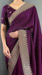 LATEST VICHITRA SILK ZARI WITH STONE AND CUT WORK BORDER READY TO WEAR SAREE WITH UNSTITCHED BLOUSE FESTIVE WEAR WHOLESALE PRICE ETHNIC GARMENT (18)