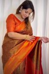 MOST PICKED BANARASI SOFT SILK GOLD WEAVING WORK SAREE WITH UNSTITCHED BLOUSE PARTY WEAR WHOLESALE PRICE ETHNIC GARMENT (1)