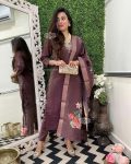 MOST PICKED GOLD SHIMMER SILK CODING EMBROIDERY WORK TOP BOTTOM WITH DIGITAL PRINTED DUPATTA WINE
