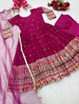 NER ARRIVAL GEORGETTE SEQUENCE EMBROIDERY WORK GOWN BOTTOM WITH DUPATTA FESTIVE WEAR WHOLESALE PRICE ETHNIC GARMENT (4)