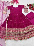 NER ARRIVAL GEORGETTE SEQUENCE EMBROIDERY WORK GOWN BOTTOM WITH DUPATTA FESTIVE WEAR WHOLESALE PRICE ETHNIC GARMENT (4)
