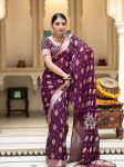NEW ARRIVAL BANARASI SOFT SILK WEAVING WORK SAREE WITH UNSTITCHED BLOUSE PARTY WEAR WHOLESALE PRICE ETHNIC GARMENT (14)