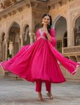 NEW ARRIVAL CHANDERI SILK EMBROIDERY WORK AILA CUT GOWN BOTTOM WITH DUPATTA  RANI