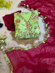 NEW ARRIVAL CHINON DIGITAL PRINTED MULTI COLOR BEAUTIFUL HAND MADE WORK GOWN BOTTOM WITH DUPATTA FESTIVE WEAR WHOLESALE PRICE ETHNIC GARMENT (2)
