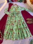 NEW ARRIVAL CHINON DIGITAL PRINTED MULTI COLOR BEAUTIFUL HAND MADE WORK GOWN BOTTOM WITH DUPATTA FESTIVE WEAR WHOLESALE PRICE ETHNIC GARMENT (2)