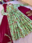 NEW ARRIVAL CHINON DIGITAL PRINTED MULTI COLOR BEAUTIFUL HAND MADE WORK GOWN BOTTOM WITH DUPATTA FESTIVE WEAR WHOLESALE PRICE ETHNIC GARMENT (2)