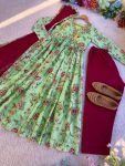 NEW ARRIVAL CHINON DIGITAL PRINTED MULTI COLOR BEAUTIFUL HAND MADE WORK GOWN BOTTOM WITH DUPATTA FESTIVE WEAR WHOLESALE PRICE ETHNIC GARMENT (2)