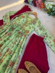 NEW ARRIVAL CHINON DIGITAL PRINTED MULTI COLOR BEAUTIFUL HAND MADE WORK GOWN BOTTOM WITH DUPATTA FESTIVE WEAR WHOLESALE PRICE ETHNIC GARMENT (2)