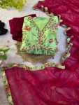 NEW ARRIVAL CHINON DIGITAL PRINTED MULTI COLOR BEAUTIFUL HAND MADE WORK GOWN BOTTOM WITH DUPATTA FESTIVE WEAR WHOLESALE PRICE ETHNIC GARMENT (2)