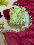 NEW ARRIVAL CHINON DIGITAL PRINTED MULTI COLOR BEAUTIFUL HAND MADE WORK GOWN BOTTOM WITH DUPATTA FESTIVE WEAR WHOLESALE PRICE ETHNIC GARMENT (2)