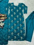 NEW ARRIVAL CHINON EMBROIDERY SEQUENCE WITH MOTI WORK LACE BORDER TOP BOTTOM WITH DUPATTA FESTIVE WEAR WHOLESALE PRICE ETHNIC GARMENT (4)