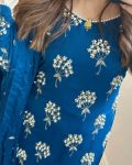 NEW ARRIVAL CHINON EMBROIDERY SEQUENCE WITH MOTI WORK LACE BORDER TOP BOTTOM WITH DUPATTA FESTIVE WEAR WHOLESALE PRICE ETHNIC GARMENT (2)
