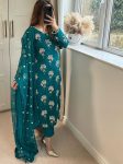 NEW ARRIVAL CHINON EMBROIDERY SEQUENCE WITH MOTI WORK LACE BORDER TOP BOTTOM WITH DUPATTA FESTIVE WEAR WHOLESALE PRICE ETHNIC GARMENT (4)