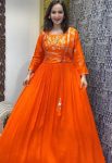 NEW ARRIVAL CHINON EMBROIDERY SEQUENCE WORK GOWN FESTIVE WEAR WHOLESALE PRICE ETHNIC GARMENT (1)