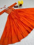NEW ARRIVAL CHINON EMBROIDERY SEQUENCE WORK GOWN FESTIVE WEAR WHOLESALE PRICE ETHNIC GARMENT (1)