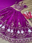 NEW ARRIVAL CHINON EMBROIDERY THREAD WORK LEHENGA CHOLI WITH DUPATTA WEDDING WEAR WHOLESALE PRICE ETHNIC GARMENT (3)