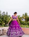 NEW ARRIVAL CHINON EMBROIDERY THREAD WORK LEHENGA CHOLI WITH DUPATTA WEDDING WEAR WHOLESALE PRICE ETHNIC GARMENT (3)