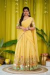NEW ARRIVAL CHINON EMBROIDERY THREAD WORK LEHENGA CHOLI WITH DUPATTA WEDDING WEAR WHOLESALE PRICE ETHNIC GARMENT (9)