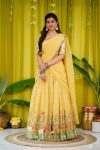 NEW ARRIVAL CHINON EMBROIDERY THREAD WORK LEHENGA CHOLI WITH DUPATTA WEDDING WEAR WHOLESALE PRICE ETHNIC GARMENT (9)