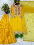 NEW ARRIVAL CHINON SILK CODING EMBROIDERY SEQUENCE WORK TOP SHARARA WITH DUPATTA FESTIVE WEAR WHOLESALE PRICE ETHNIC GARMENT (2)