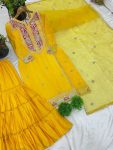 NEW ARRIVAL CHINON SILK CODING EMBROIDERY SEQUENCE WORK TOP SHARARA WITH DUPATTA FESTIVE WEAR WHOLESALE PRICE ETHNIC GARMENT (2)
