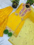 NEW ARRIVAL CHINON SILK CODING EMBROIDERY SEQUENCE WORK TOP SHARARA WITH DUPATTA FESTIVE WEAR WHOLESALE PRICE ETHNIC GARMENT (2)