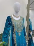 NEW ARRIVAL CHINON SILK EMBROIDERY CODING DORI SEQUENCE WORK TOP SHARARA WITH DUPATTA FESTIVE WEAR WHOLESALE PRICE ETHNIC GARMENT (3)