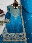 NEW ARRIVAL CHINON SILK EMBROIDERY CODING DORI SEQUENCE WORK TOP SHARARA WITH DUPATTA FESTIVE WEAR WHOLESALE PRICE ETHNIC GARMENT (3)