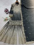 NEW ARRIVAL CHINON SILK EMBROIDERY CODING DORI SEQUENCE WORK TOP SHARARA WITH DUPATTA PARTY WEAR WHOLESALE PRICE ETHNIC GARMENT (12)