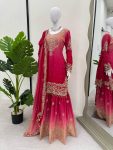 NEW ARRIVAL CHINON SILK EMBROIDERY CODING DORI SEQUENCE WORK TOP SHARARA WITH DUPATTA PARTY WEAR WHOLESALE PRICE ETHNIC GARMENT (4)