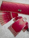 NEW ARRIVAL CHINON SILK EMBROIDERY CODING DORI SEQUENCE WORK TOP SHARARA WITH DUPATTA PARTY WEAR WHOLESALE PRICE ETHNIC GARMENT (4)