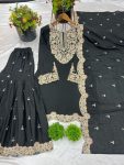 NEW ARRIVAL CHINON SILK EMBROIDERY CODING DORI-SEQUENCE WORK TOP SHARARA WITH DUPATTA PARTY WEAR WHOLESALE PRICE ETHNIC GARMENT (8)