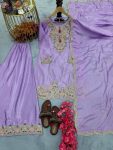 NEW ARRIVAL CHINON SILK EMBROIDERY SEQUENCE CODING DORI WITH FANCY LATKAN AND TASSLES FESTIVE WEAR WHOLESALE PRICE ETHNIC GARMENT (5)