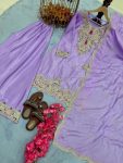 NEW ARRIVAL CHINON SILK EMBROIDERY SEQUENCE CODING DORI WITH FANCY LATKAN AND TASSLES FESTIVE WEAR WHOLESALE PRICE ETHNIC GARMENT (5)