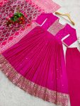 NEW ARRIVAL CHINON SILK EMBROIDERY SEQUENCE WORK GOWN BOTTOM WITH DUPATTTA FESTIVE WEAR WHOLESALE PRICE ETHNIC GARMENT (18)